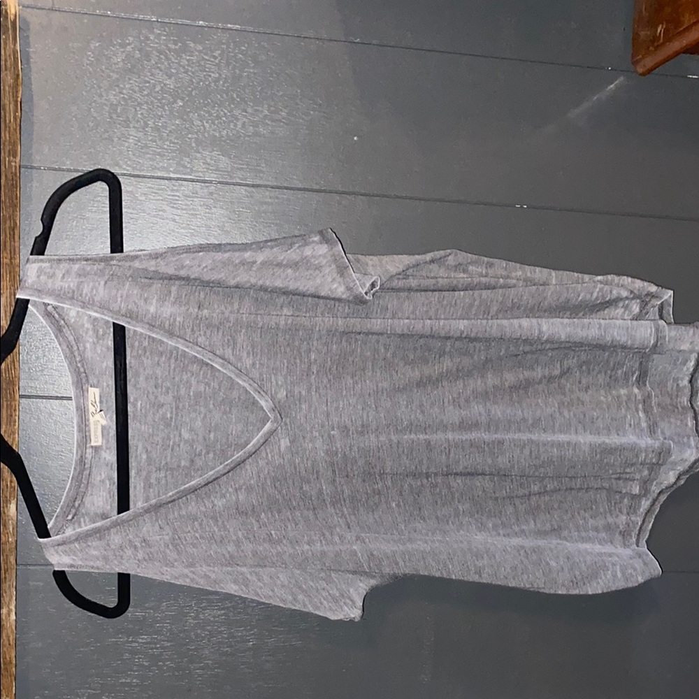 Gray V-Neck Women's Top